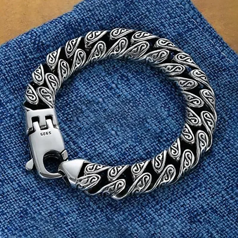 CHUANGCHENG Fashionable Sterling Silver italian charm Mens Bracelet Jewelry Chain 925 sterling silver original