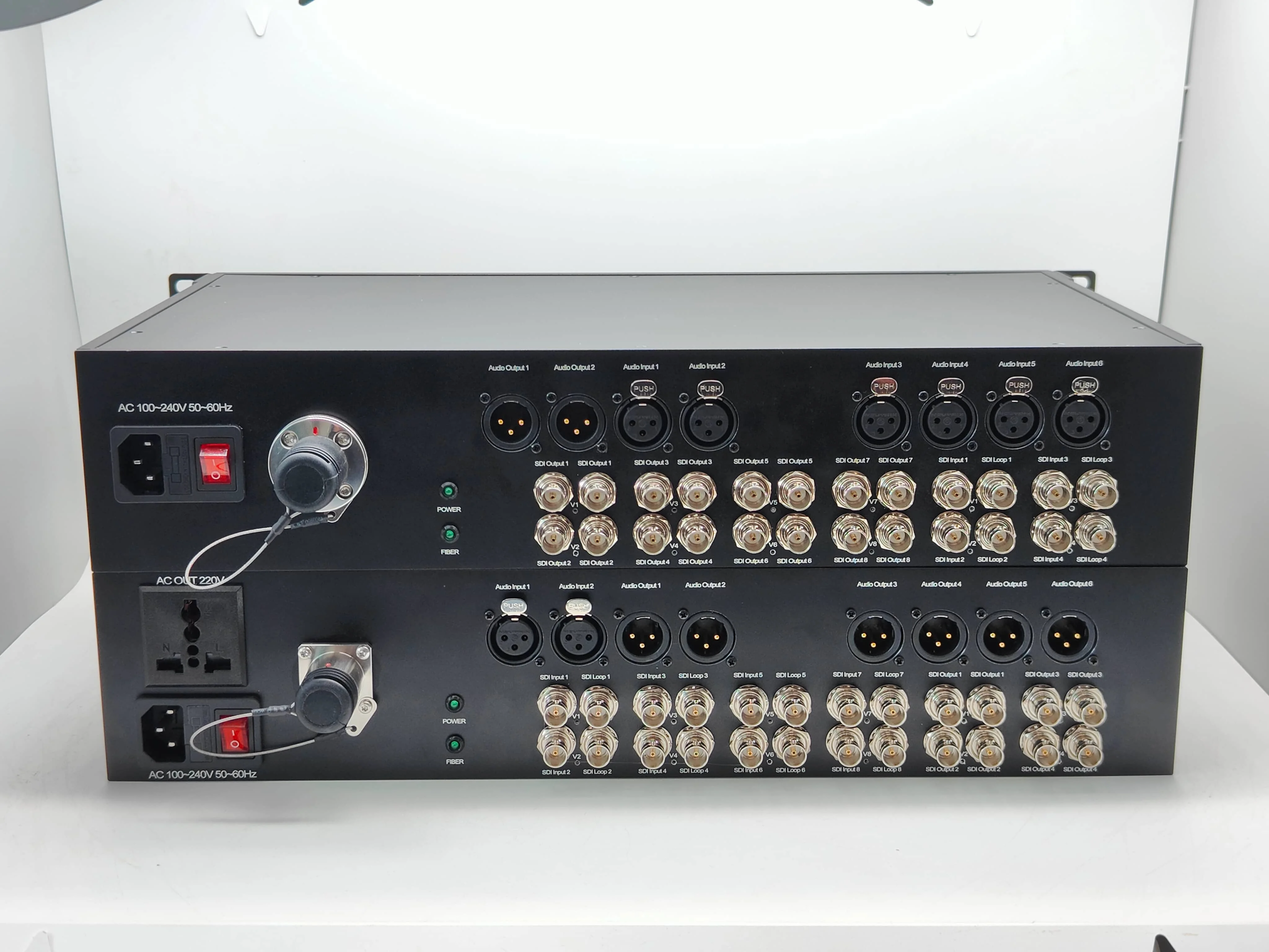 Convertitore in fibra ottica 3G-SDI a 12 canali + audio bilanciato XLR 8CH, con connettore in fibra SMPTE per trasmettere