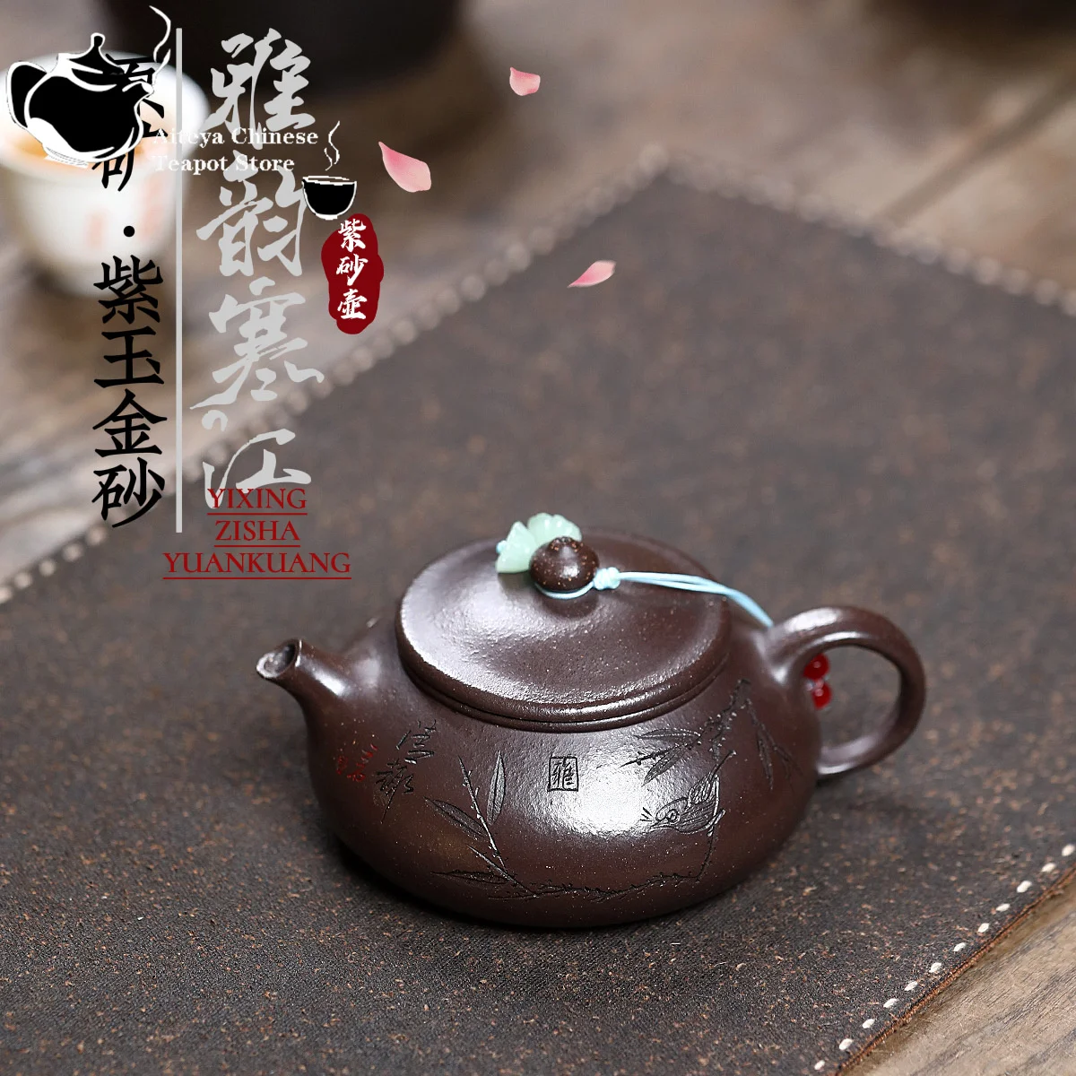 

Yixing purple clay teapot, original ore, purple jade, gold sand, elegant charm, Han River teapot, Kung Fu tea set