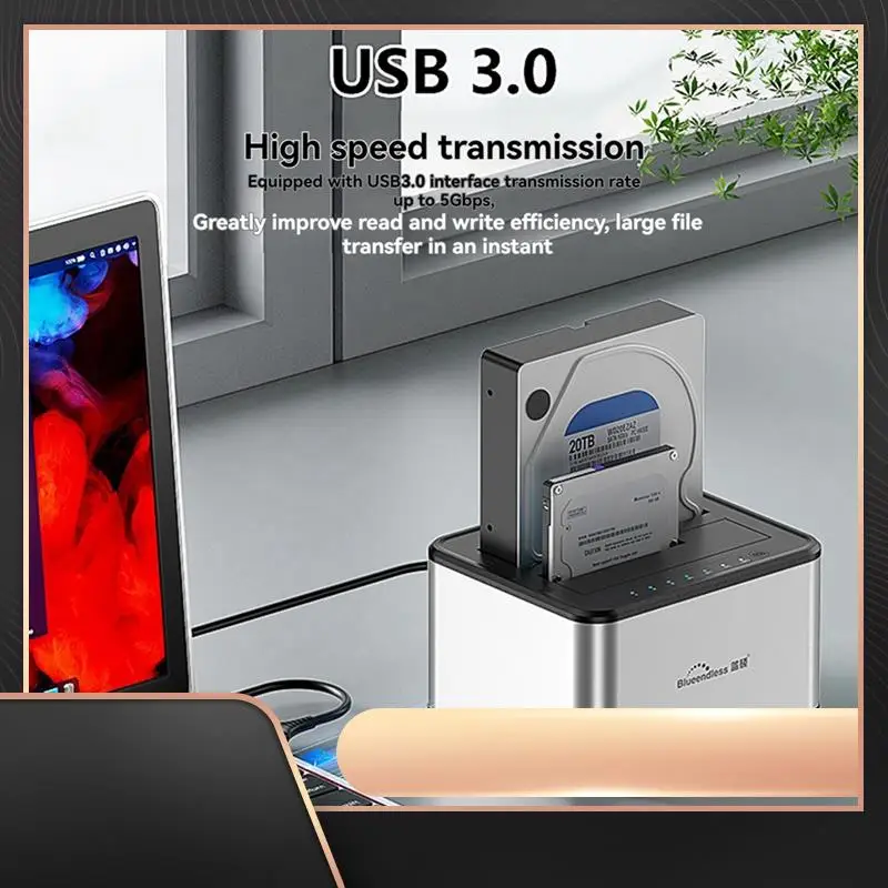 

BLUEENDLESS Dual-Slot Hard Drive Docking Station Mechanical Solid-State Hard Drive Box For 2.5/3.5 Inch Hard Drive Dock-N34R