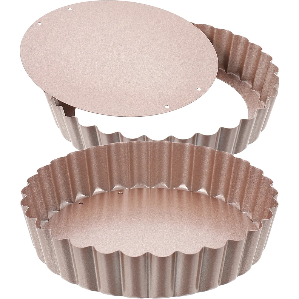 

2Pcs Baking Pans Stainless Steel Non-Stick Removable Bottom Tart Pans Home Oven Quiche Cake Tray Carbon Steel Tart Baking Pan