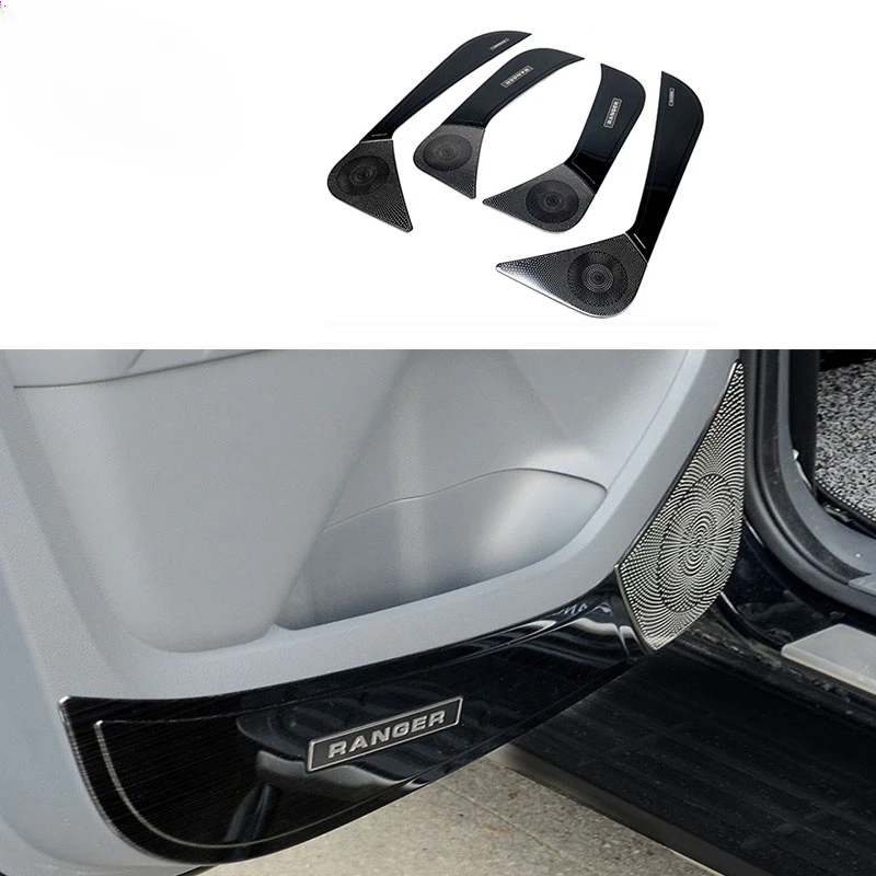 For Ford Ranger 2015 2016 2017 2018 2019 2020 Car Stainless Steel Door Anti-Kick Film Cover And Speaker Loudspeaker Box Cover