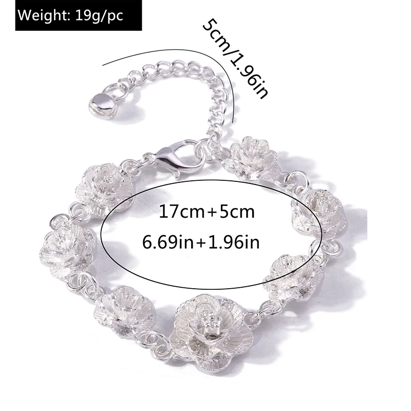 Aihua 925 Sterling Silber Volle Rose Blume Kette Armband Für Frauen Hochzeit Verlobung Party Mode Charme Armbänder – Detail 8