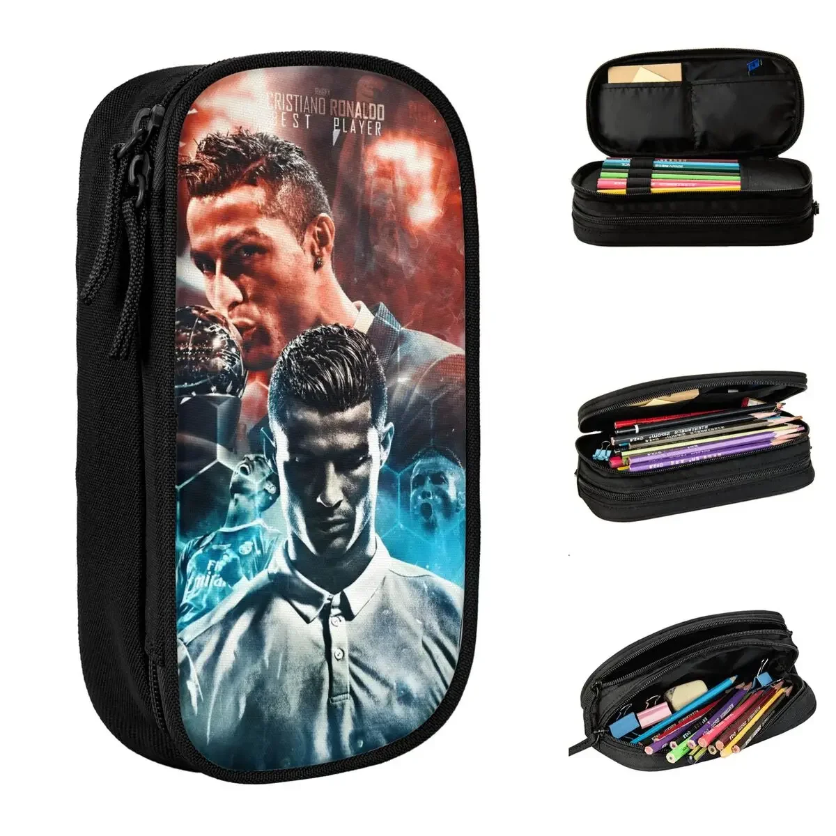 Fashion The Legend CR7 Pencil Cases Football Soccer Pencilcases Pen Box for Student Big Capacity Bag School Supplies Gifts