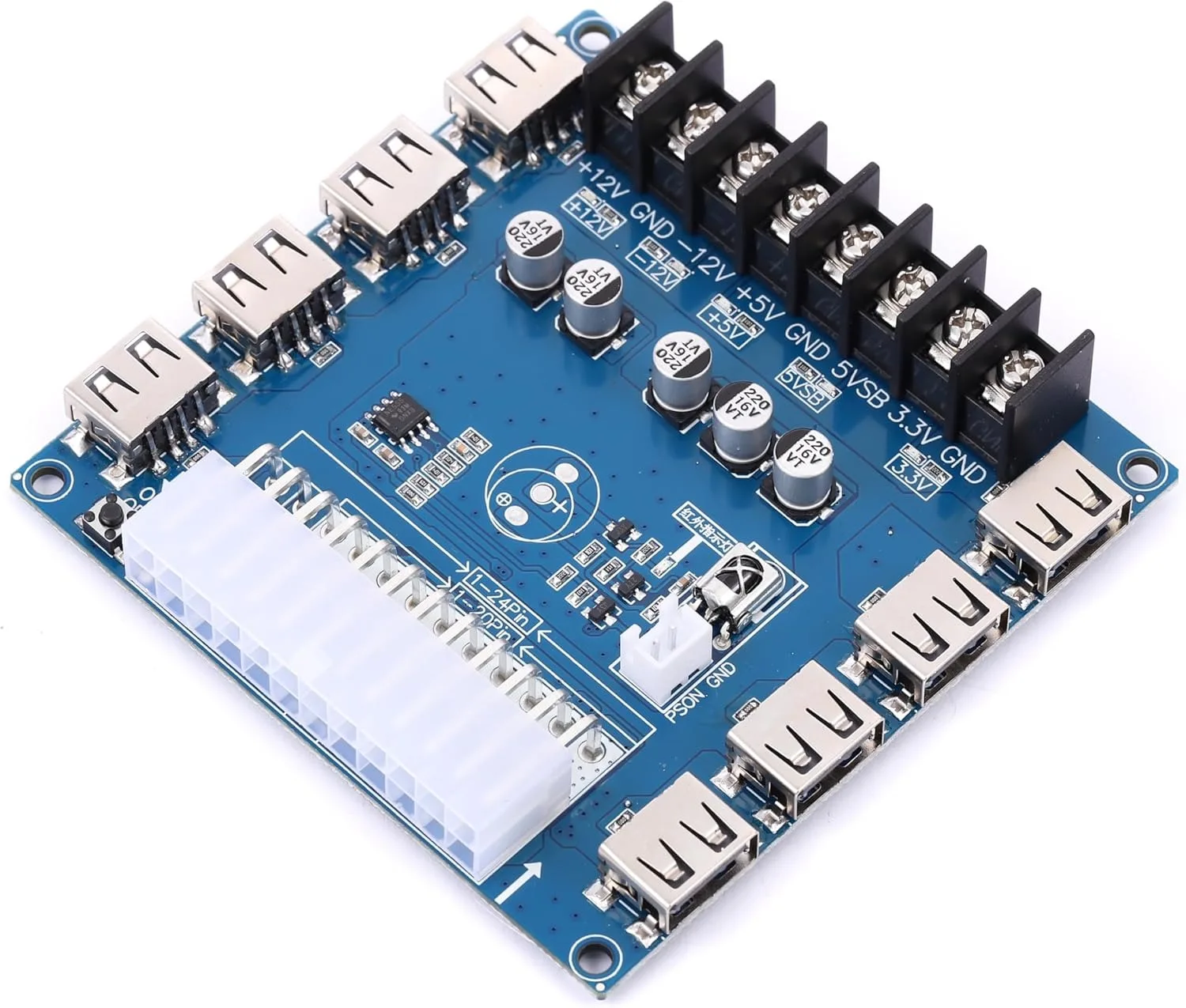 Robot 24 - pin ATX Power Breakout Board Module Adapter - Power Connector Supporting 3.3V/5V/12V & 1.8V - 10.8V