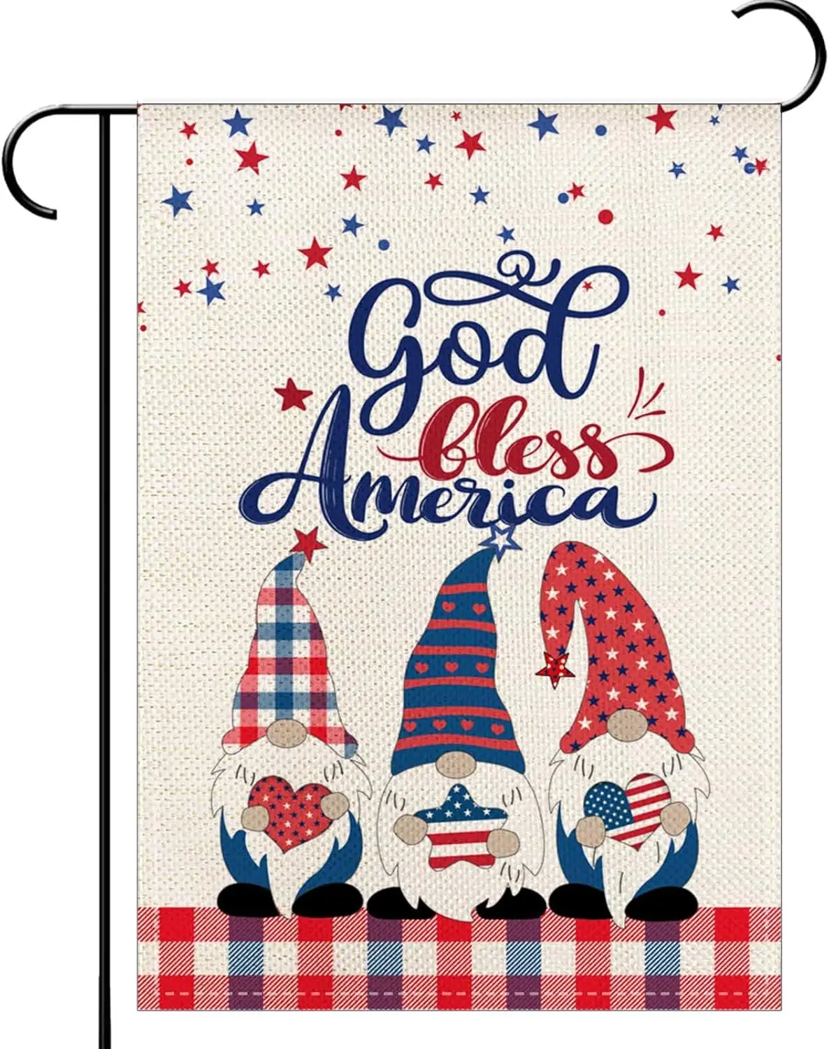 Gnome Patriotic Garden Flags 12x18 Inch,God Bless 4th of July Memorial Day Independence Day Yard Flag Double Dided Holiday Outdo