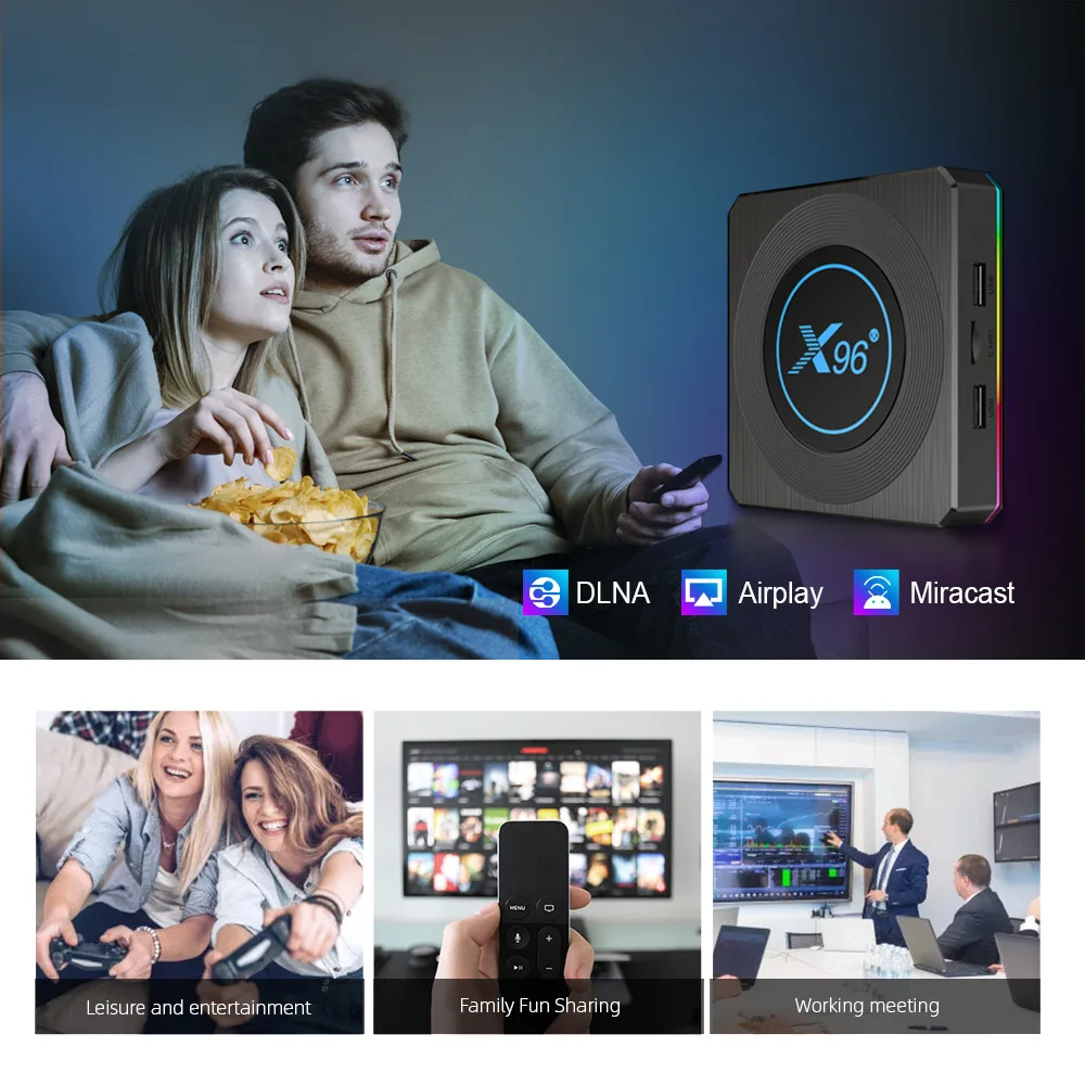 X96 X4 Android 11 TV BOX Amlogic S905X4 Smart 4K 8K 5G Dual Wifi BT HD 4G 64G 32G AV1 RGB Light Media Player Set Top Box TV BOX