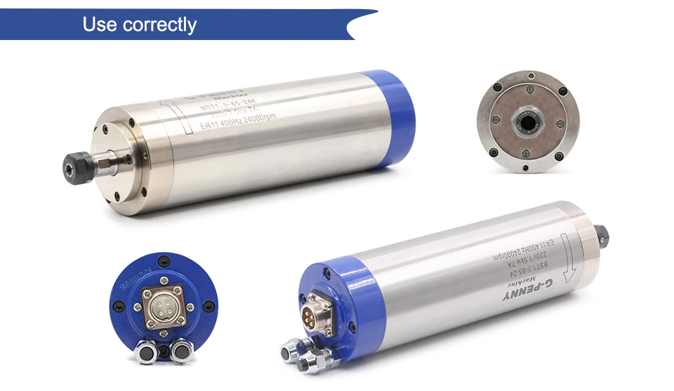 G-Penny 1,5 kW ER11 Wassergekühlter Spindelmotor 65 mm 400 Hz 24.000 U/min 4 Lager CNC-Frässpindel für Holz, Metall, Aluminium-Fräsen – Detail 8