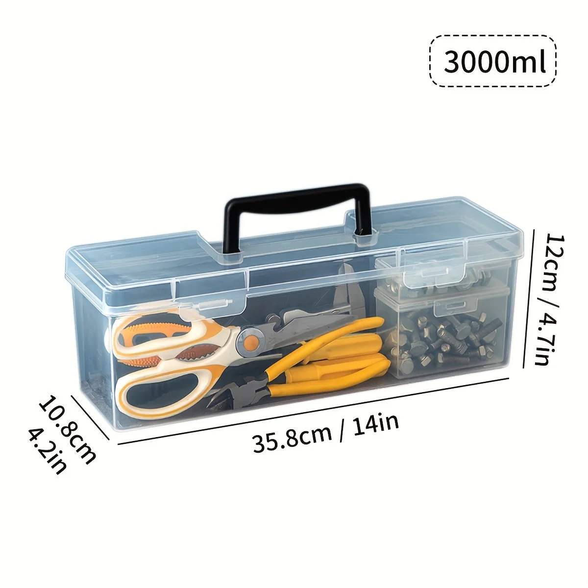 1PC Household Tool Storage Box Organizer Multi Functional Transparent Plastic Storage Box With Handle Accessories And Parts Box