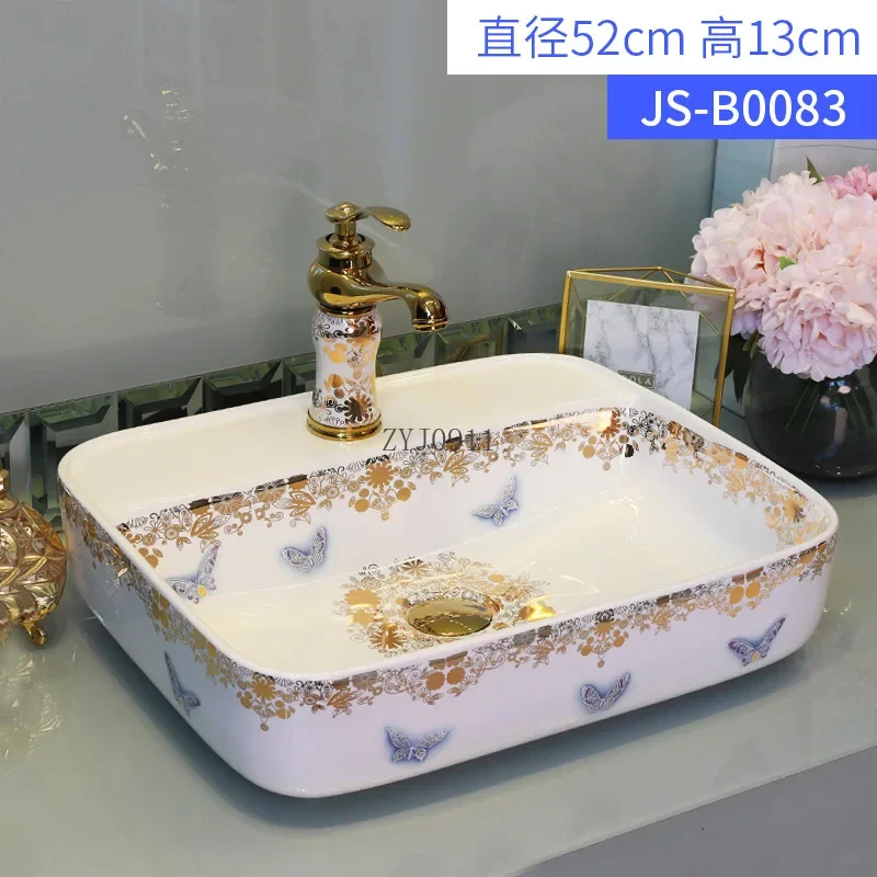 Diamond Butterfly Style Table Basin Jingdezhen Art Ceramic Basin Square Round Oval European Style Washbasin