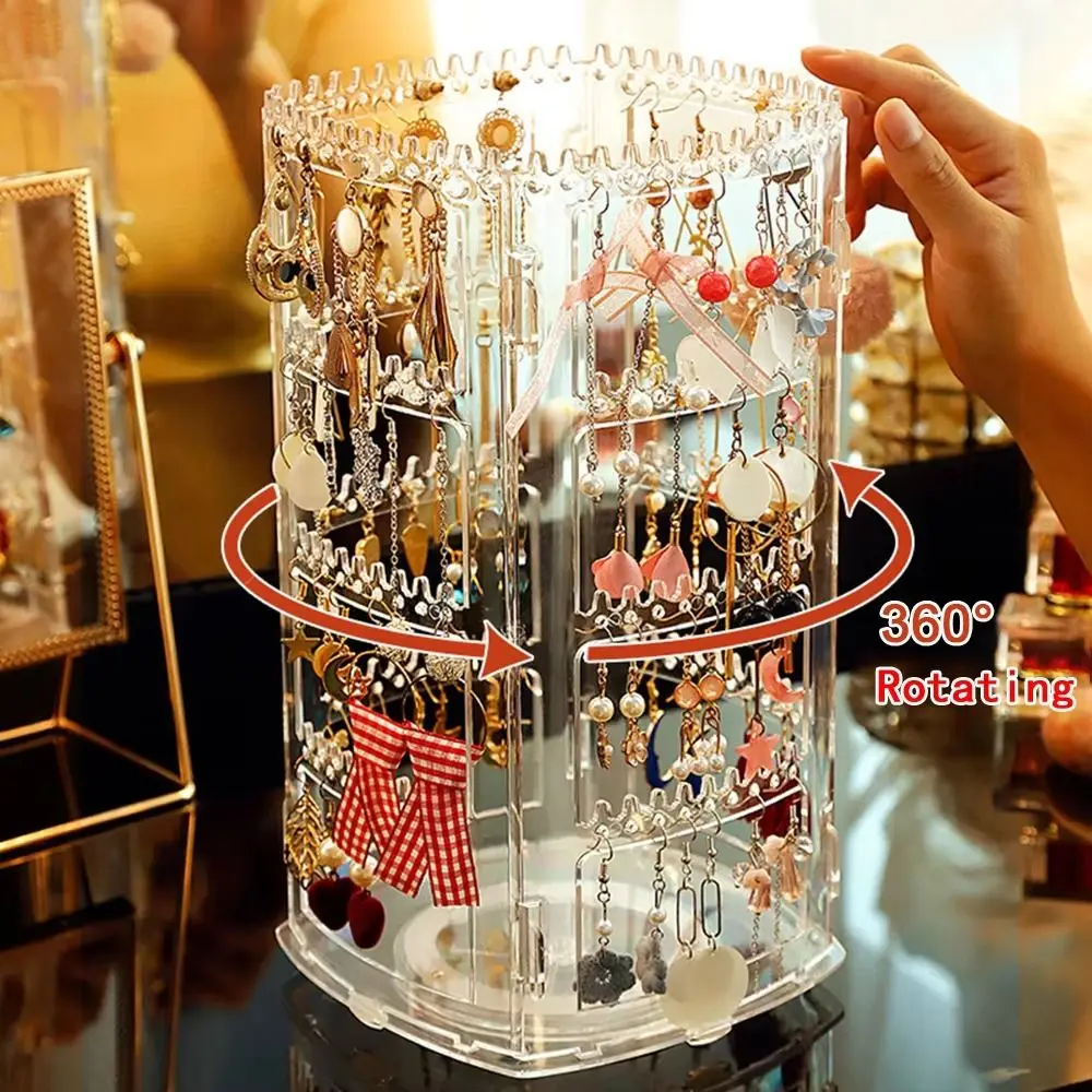 

Rotating Jewelry Display Rack 360 Degree Large Capacity Necklaces Rings Holder 4 Tiers Plastic Jewelry Storage Box Selling Show