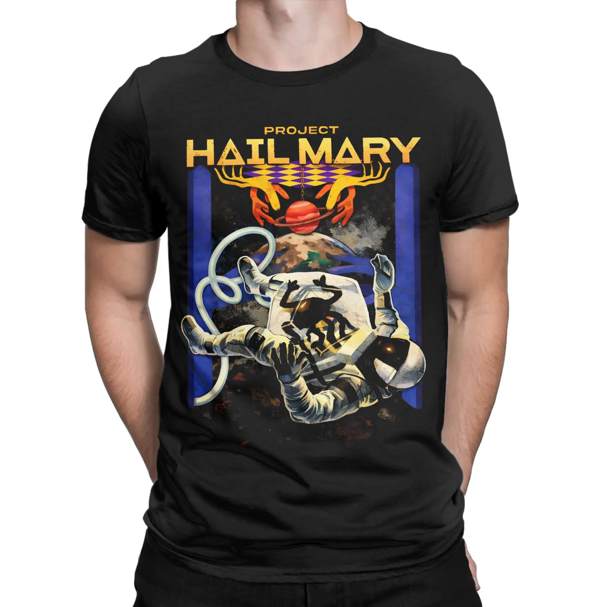 Camiseta Project Hail Mary Astronauta Cósmica para Homens e Mulheres 100% Algodão Vintage Camisetas de Manga Curta Roupas Plus Size