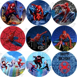 Spiderman Round Photo Backdrop Kids Birthday Party Circle Cover Marvel Heroes Series Photography Background Photo Booth Prop