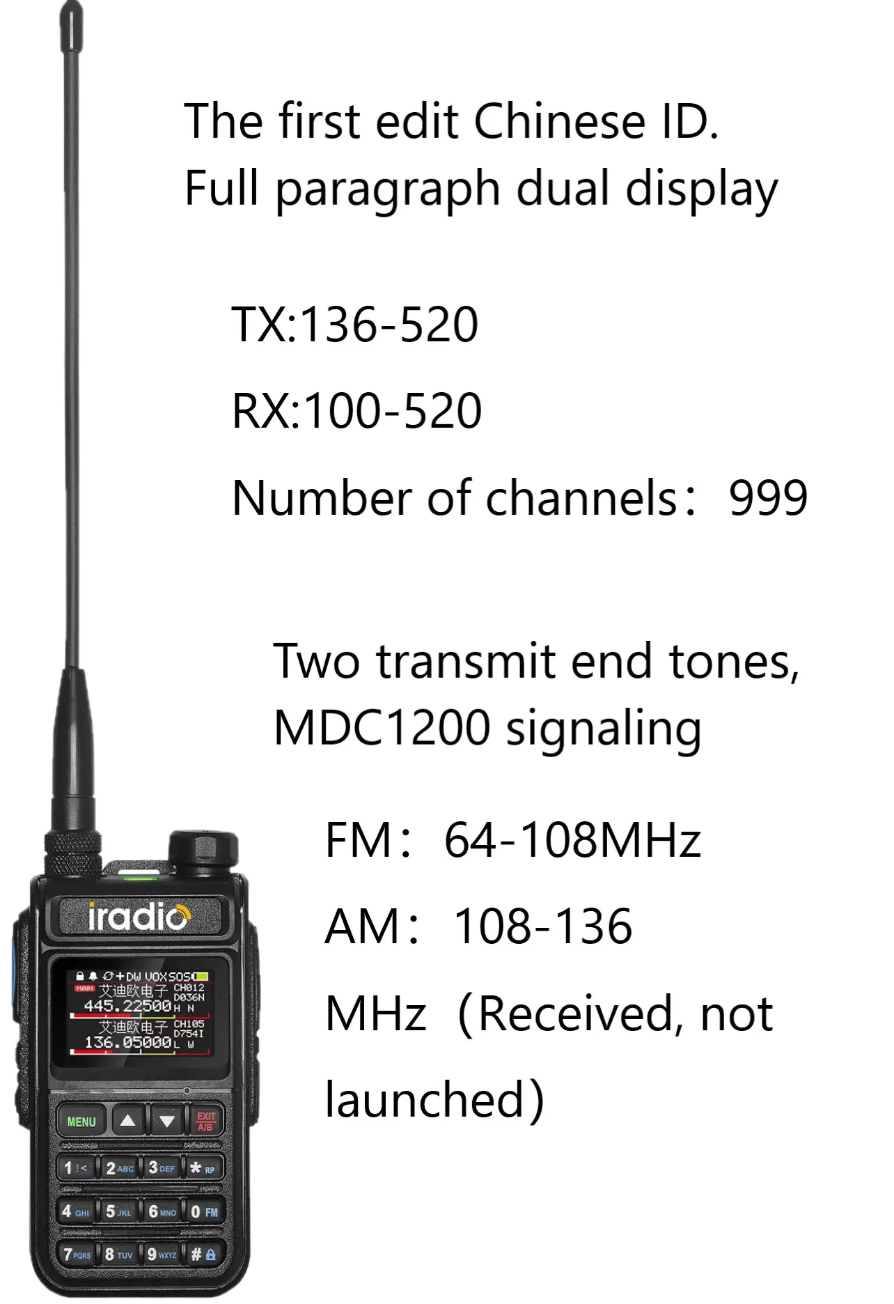 iradio UV-5118plus Walkie Talkie baofeng Quad-band High Power CB Radio Vhf Uhf CB Ham Radio Upgraded of UV-5118plus Radio6.5