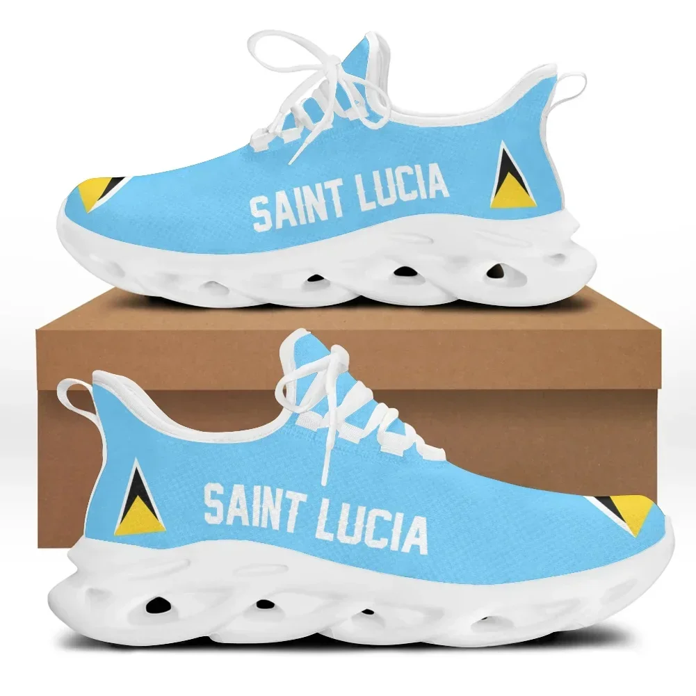 

Saint Lucia Flag Print Girls Lace up Mesh Swing Sneakers Lightweight Casual Platform Shoes for Women Comfort Zapatos