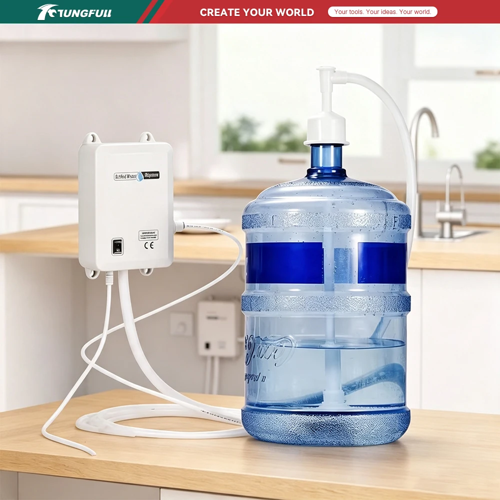 TUNGFULL 5 Gallon Bottled Water Dispenser Pump System Automatic Electric Single Inlet Compatible Use w/ Tea Machine Refrigerator