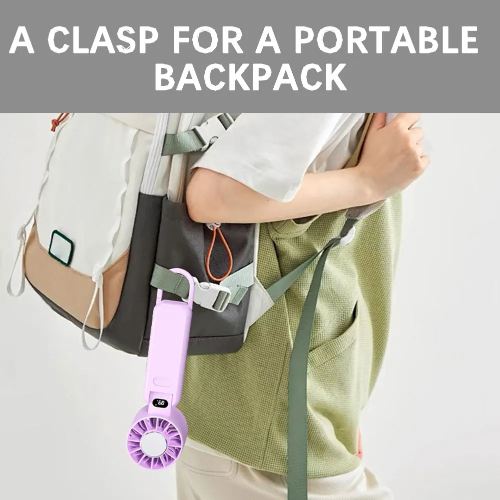 مروحة توربوس صغيرة قابلة للطي للسفر شاشة ديجيتال شحن USB مروحة كهربائية صغيرة للمنزل #5