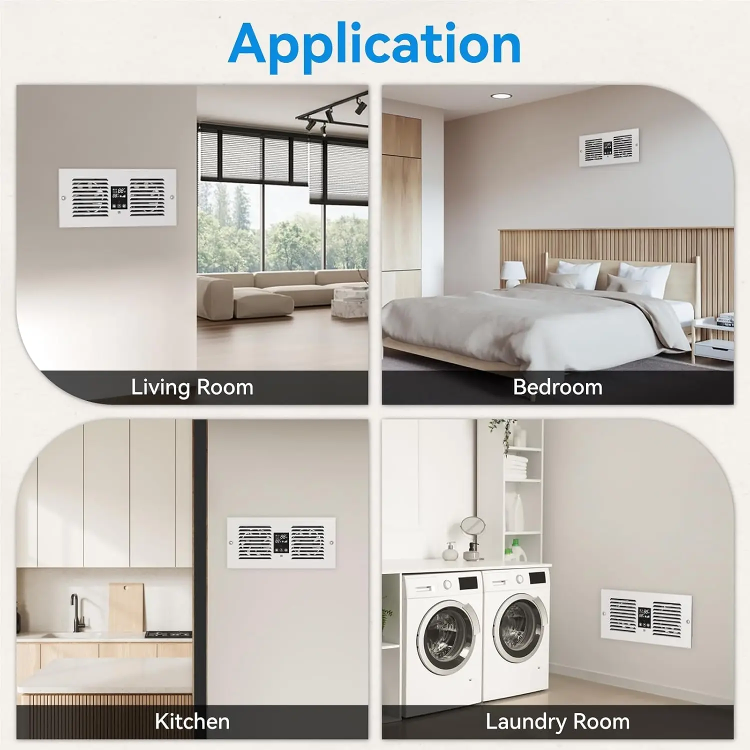 Fan with Remote Control, 300CFM Wall Vent Fan with Dual Fan, 5-Speed Through Wall Fan with Temperature Control for Kitchen, Laun