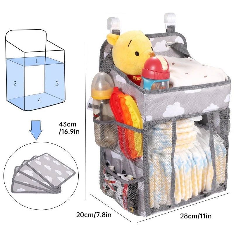 Sac de rangement multifonctionnel pour bébé, sac de rangement pour couches, jouets, bouteilles, vêtements, rail de lit, accessoires, 1 pièce