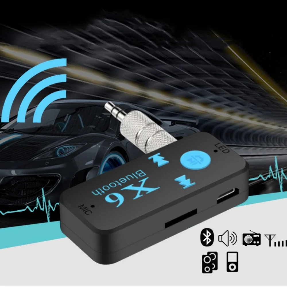 

Hot MIC X6 Bluetooth Receiver Wireless 3.5mm Aux Jack USB Wireless Audio Adapter Handsfree for Car Radio Auto Bluetooth Car Kit