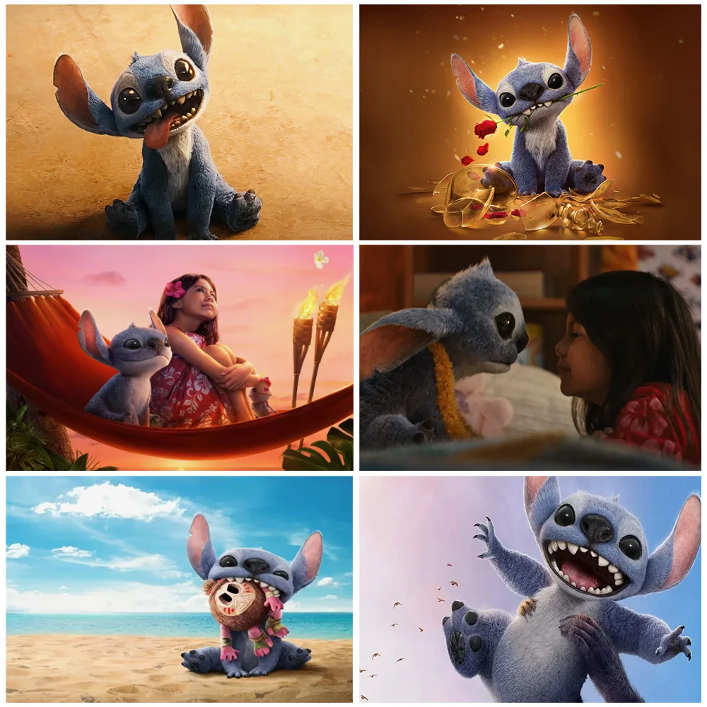 

2025 New Disney Lilo And Stitch Movie Backdrop Cartoon Wall Art Decor Poster Home Decorations Birthday Party Supplies Child Gift
