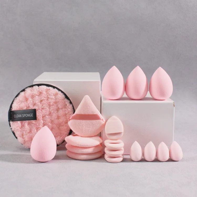 17 pz/set All'ingrosso Dual-Sided Soffi Morbidi Riutilizzabili Cosmetici Cinghie Da Polso Set Per La Pulizia Del Viso Fasce Per Capelli Lavabili Struccante