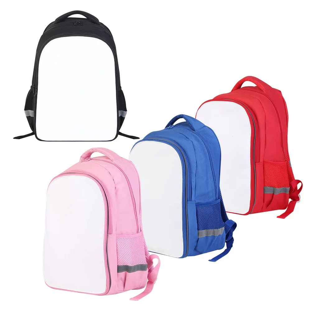 

Sublimation Blank Black Double layered Student Backpack With Fluorescent Protective Strip for Heat Transfer Print