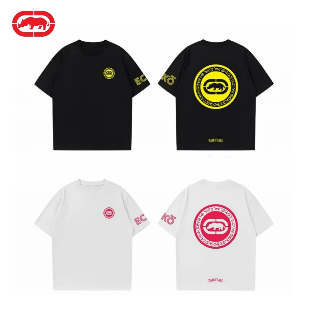 Ecko red rhinoceros trendy print round neck pullover short sleeved T-shirt for couples, 2026 summer new top
