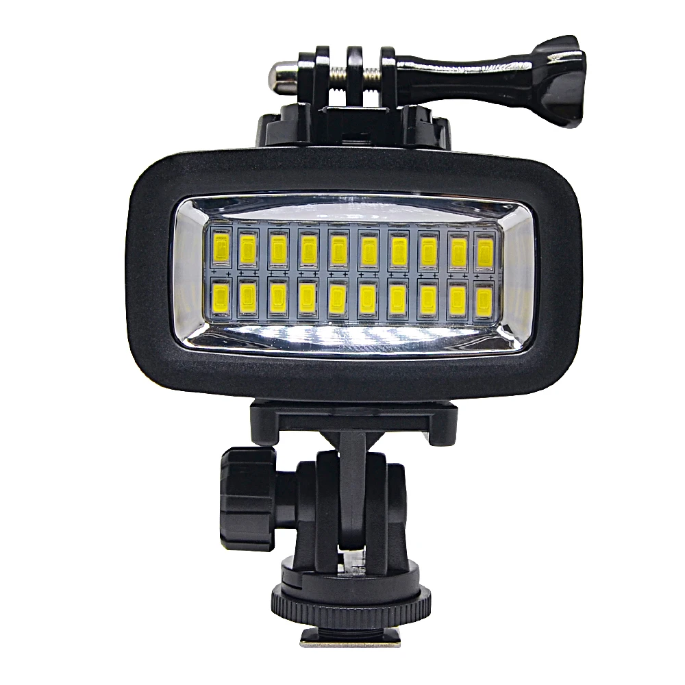 Mcoplus 40m /130ft مصباح فيديو LED مقاوم للماء للغوص لـ Gopro Hero 13 Hero 12 11 10 9 8 7 6 5 DJI osmo، Akaso Insta 360، Canon