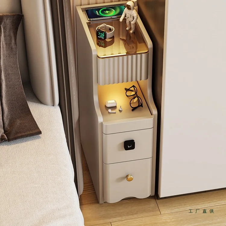 Internet Celebrity Smart Bedside Table 2025 New Model With Safe Rechargeable Multi-function Sensor Light Integrated Home Anti-th