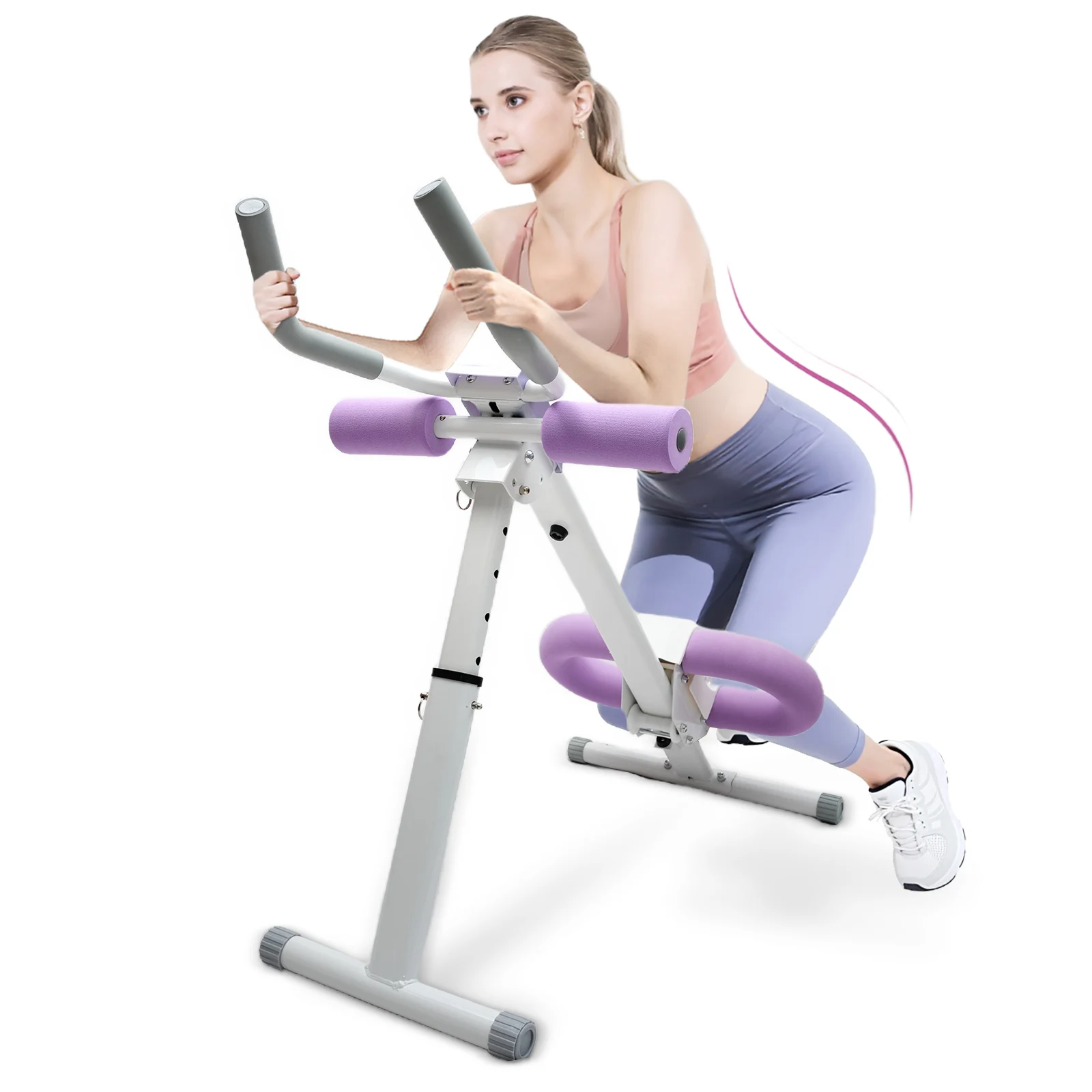 Foldable Ab Crunch Machine Core Workout Bench Adjustable Equipment Fitness Exercise Strength Resistance Bands for Home Gym
