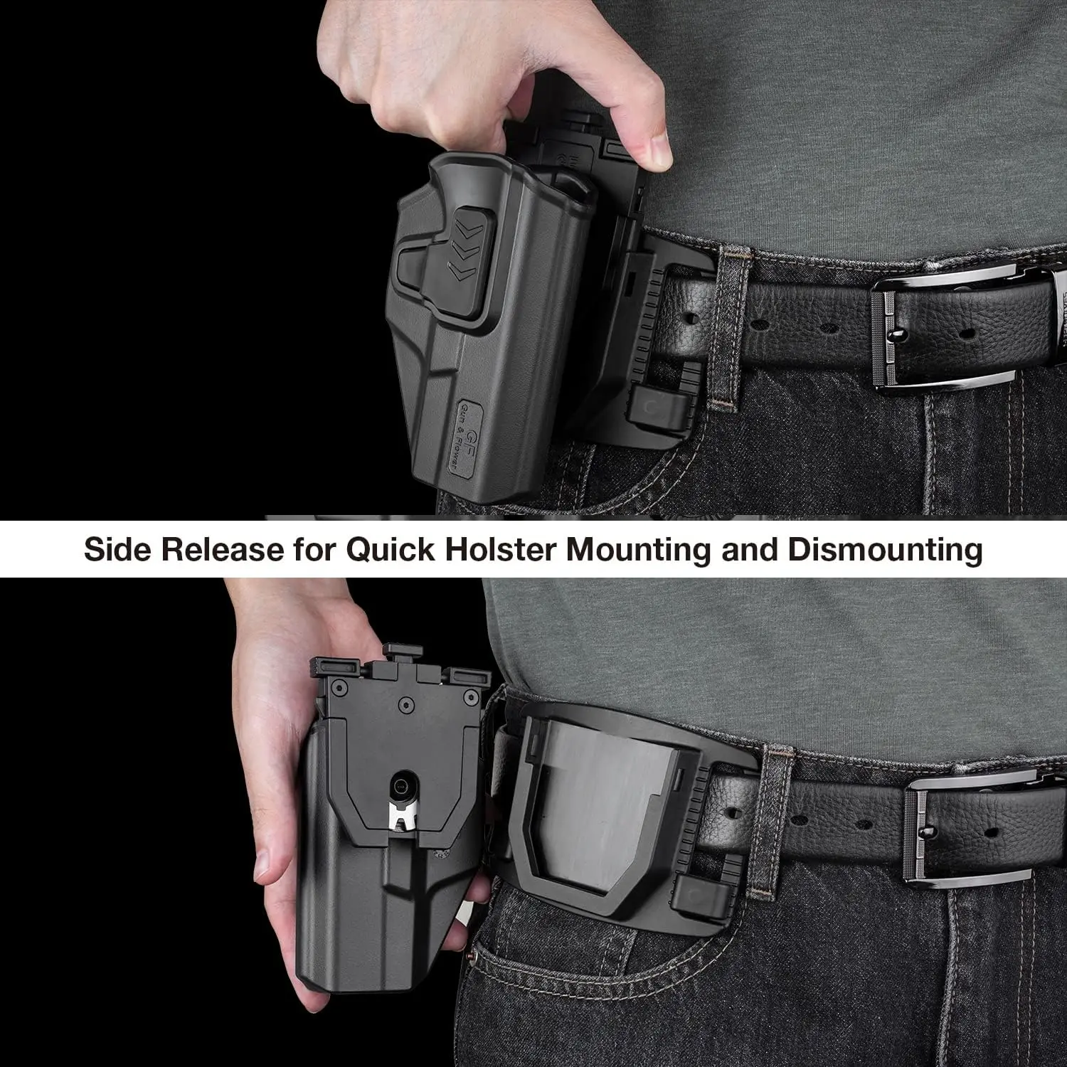 For Glock G19/G19X/G23/32/44/45 (Gen 3-5),OWB Level II Retention Outside Waistband,Unlock Index Finger,360 Degrees Rotating Clip