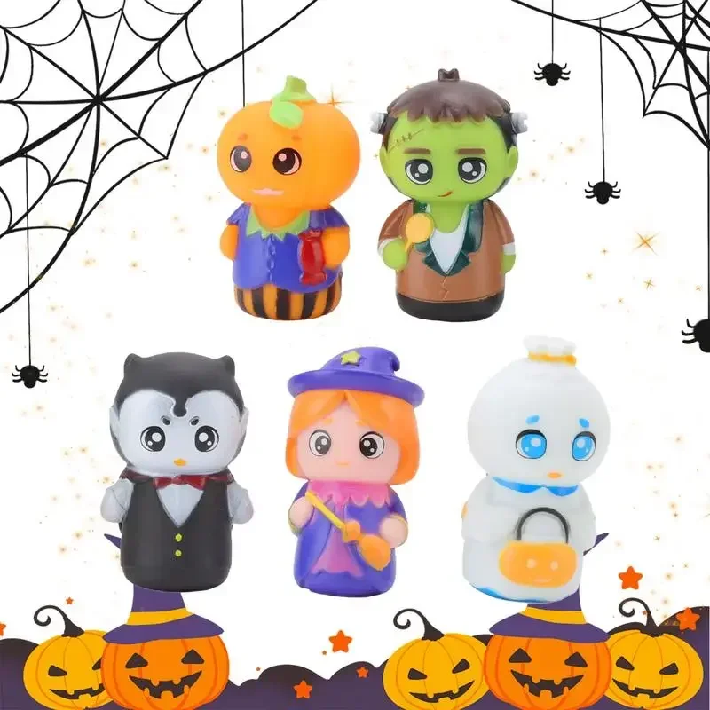 5 Stuks Halloween Vingerpop, Halloween Vinyl Karakter Vingerpop Speelgoed voor Halloween Feestartikelen Goodie Bag Vulstoffen