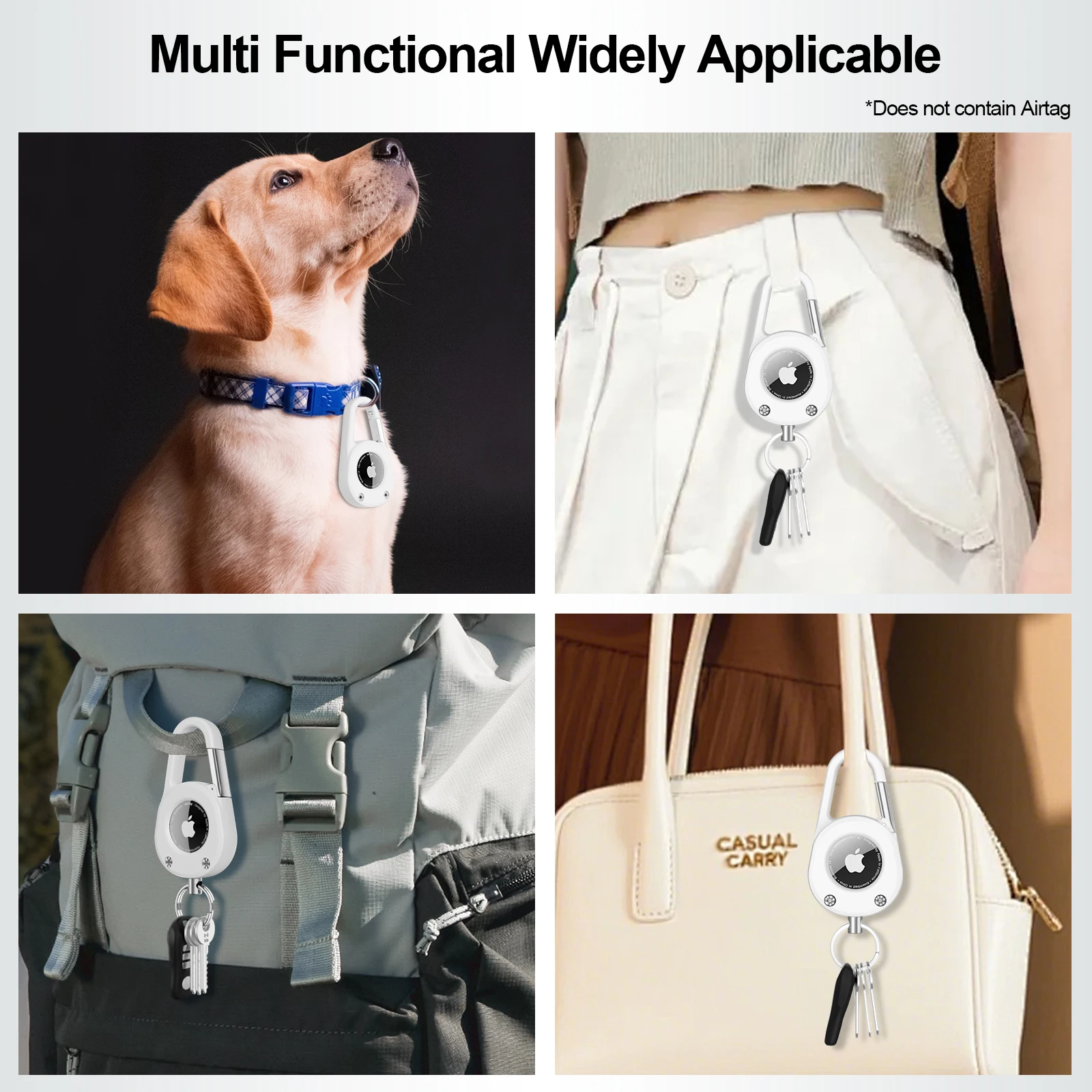 

For Apple AirTag CP51 Keychain Case Pet Collar Holder Anti-Lost Tracker 360 Degrees Protective Cover for Backpack Luggage Keys