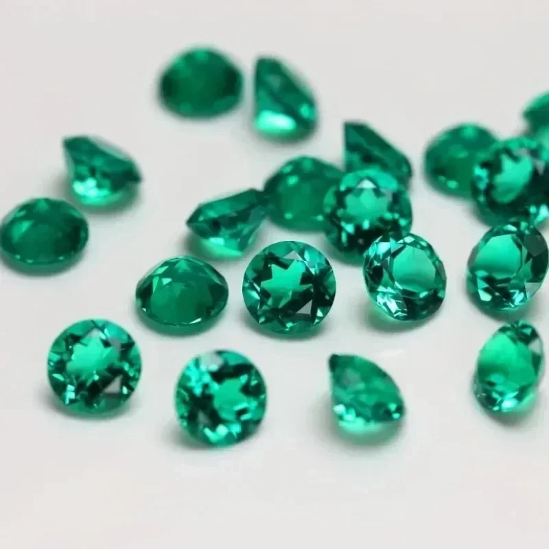 Lab Grown Columbian Emerald Green Color Round Shape Gemstone For Charms Jewelry Rings Earrings Making Selectable AGL Certificate