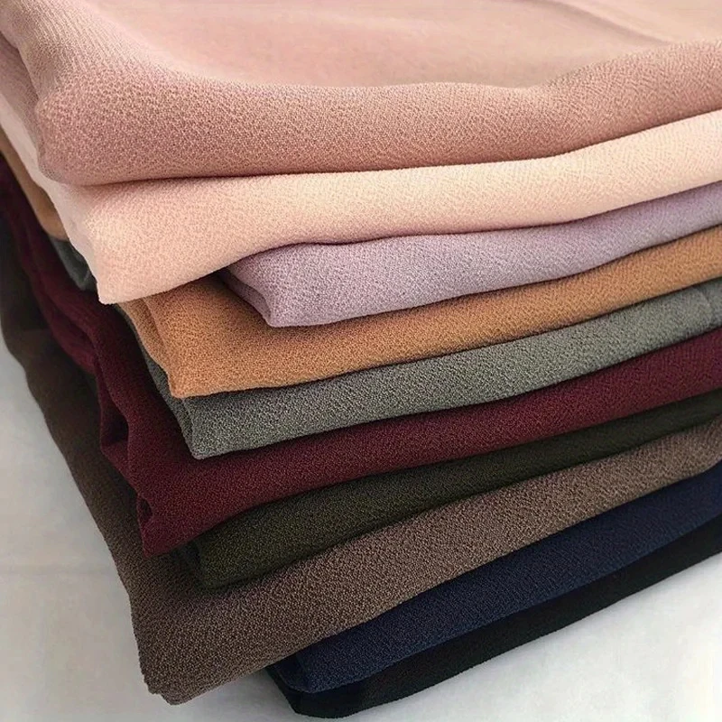 Lenço de chiffon muçulmano para mulheres, cor sólida, hijab, xales longos, turbante, envoltório de cabeça clássico, moda