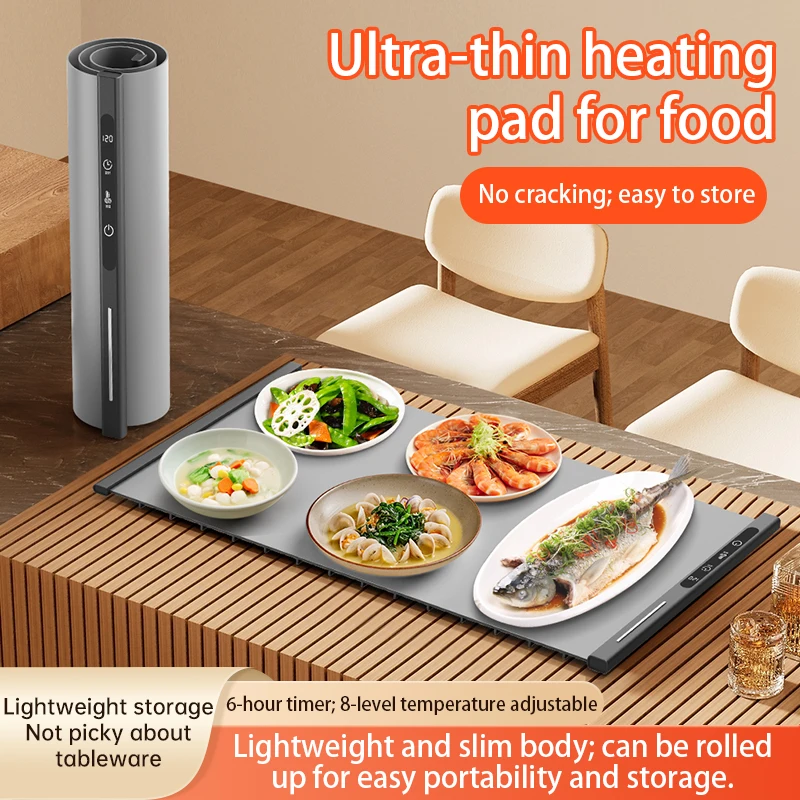 

Foldable Silicone Food Warming Tray Flexible Electric Mat Constant Warm Dishes Warm Cutting Board Portable Use