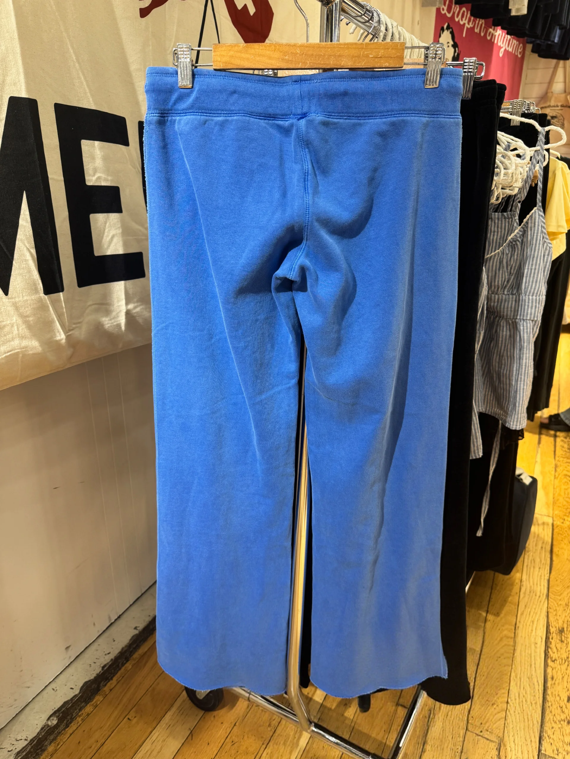 Pantalon de survêtement bleu à ourlet brut avec cordon de serrage pour femme, taille basse, à lacets, jambes larges, Style Preppy, Vintage, décontracté, Sport, automne