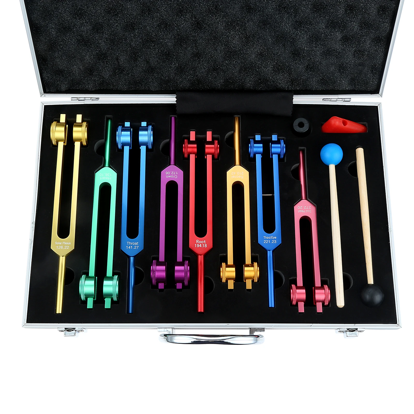 

Chakra Tuning Fork Set 7 Chakra and 1 Soul Purpose Weighted Tuning Forks with Aluminum Box for Healing/Sound Therapy/Meditation