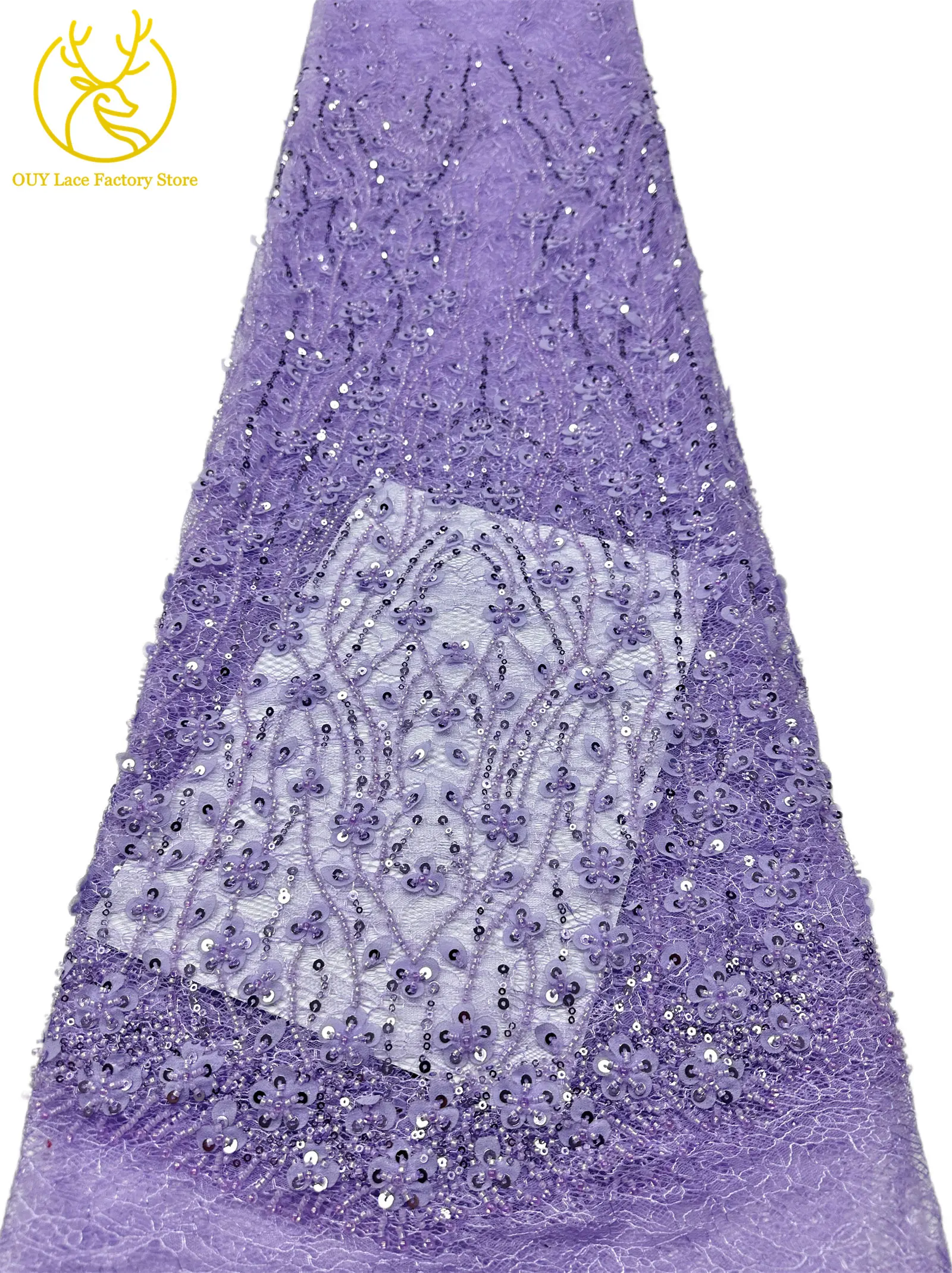 Olivgrüner afrikanischer Brautkleid-Spitzenstoff 2026, hochwertige nigerianische Pailletten-Stickerei-Spitze für Brautkleider und Partykleider zum Nähen – Detail 28