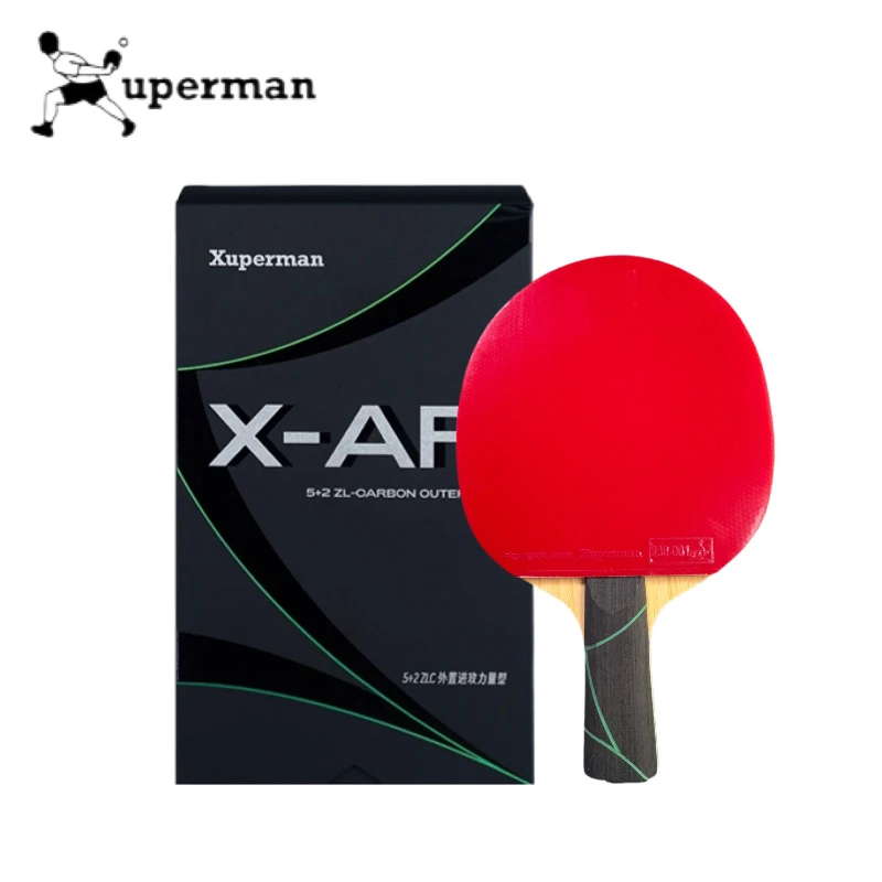 Xuperman Xu Xin Team X-AR الخارجي ZLC شفرة تنس الطاولة ARYLATE الكربون لسرعة تدور الهجومية حلقة بينغ بونغ مضرب مع المطاط #1