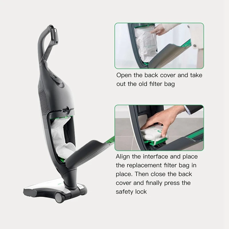 أكياس مكنسة كهربائية AC39 لمحطة شفط Vorwerk Kobold VK200 FP200 مع مرشحات Hepa وملحقات كيس الغبار