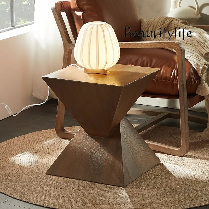 

Nordic Modern Minimalist Retro Elm Side Table Retro Sofa Corner Table Designer Bedside Side Cabinet