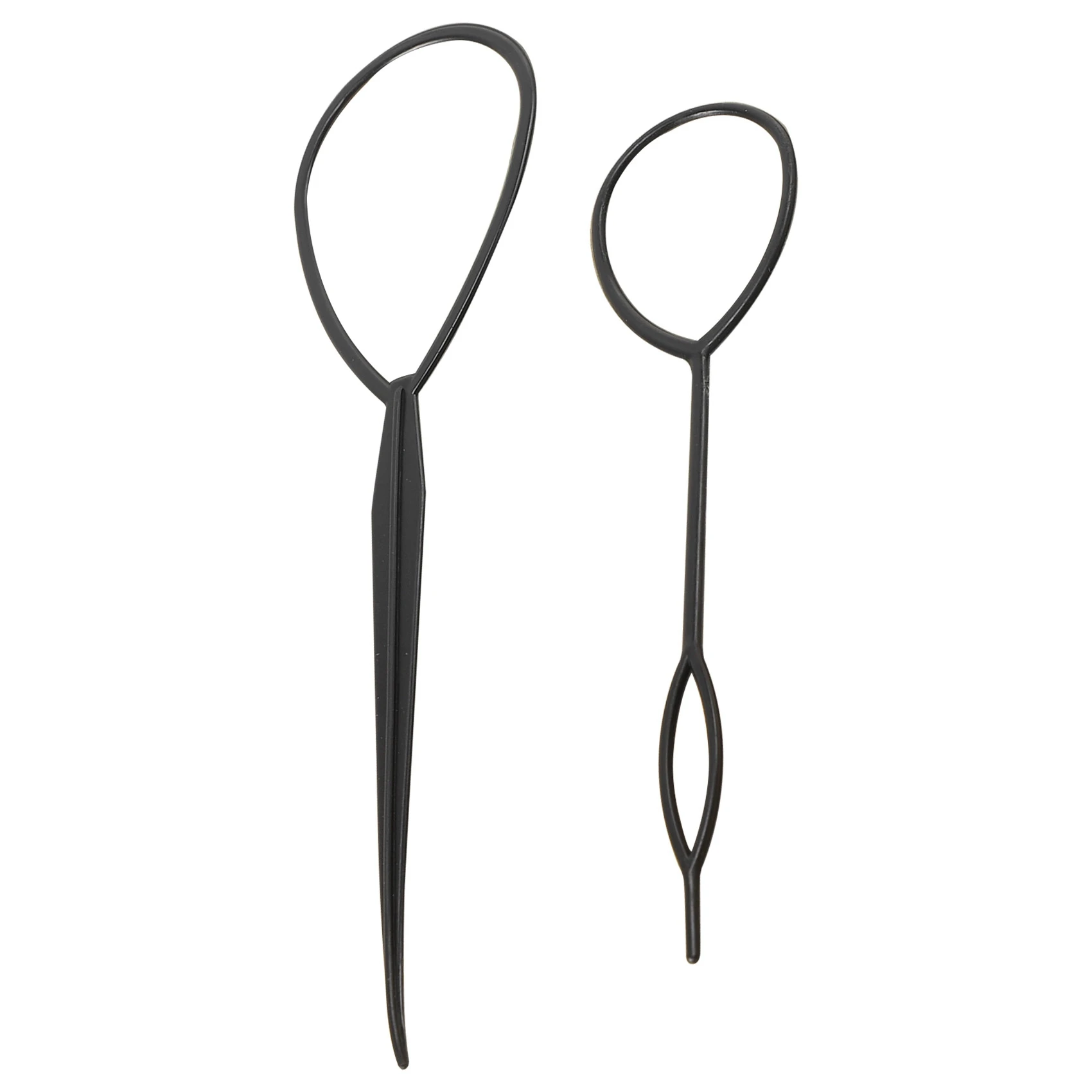 2 ชิ้น Topsy Tail Hair Styler ผมสไตล์ผม Twister Snare Loop สีดํา