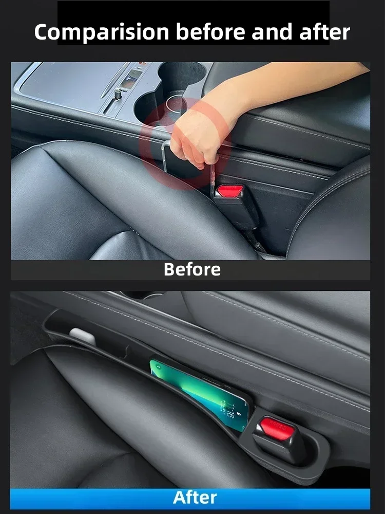 For Tesla Car Seat Gap Filler Side Seam Plug Strip TPE Car Seat Gap Storage Box Organizer For Tesla Model 3 Model Y