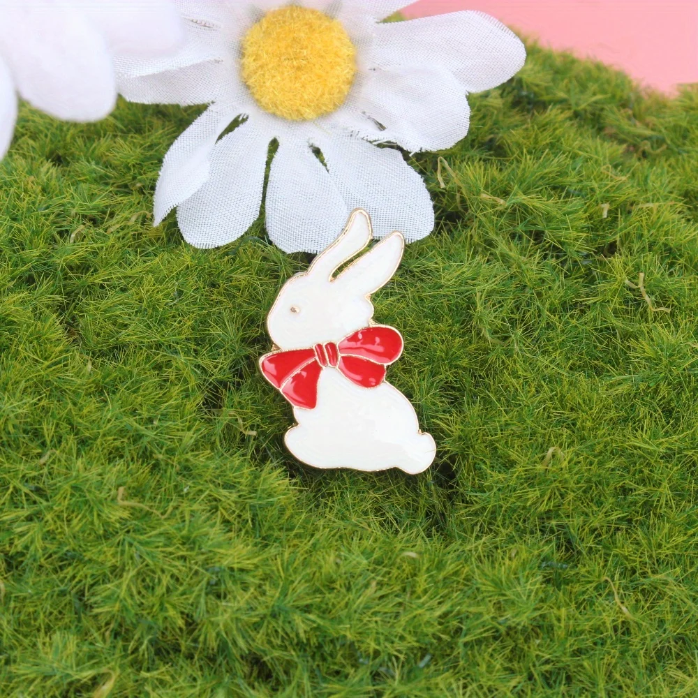 Cute cartoon badge Instagram Creative small White rabbit enamel decorative accessories animation surrounding badge