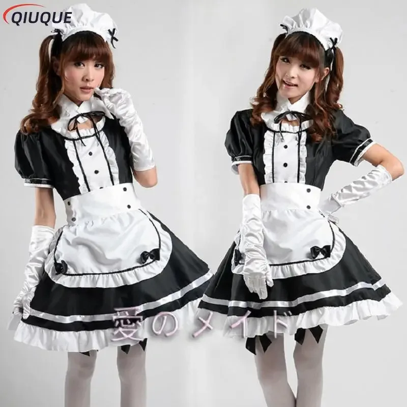 

2025 New Cosplay Women Black Maid Outfit Girls Sweet Gothic Lolita Dress Anime K-ON! Cosplay Costume Apron Dress Plus Size Unifo
