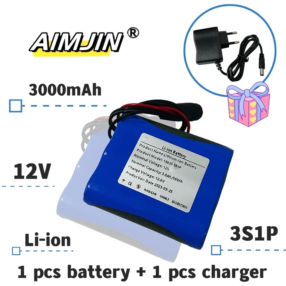 

3S1P 12V 3000mAh Battery Pack 18650 Lithium-ion Battery 12.6V Charging Battery+charger