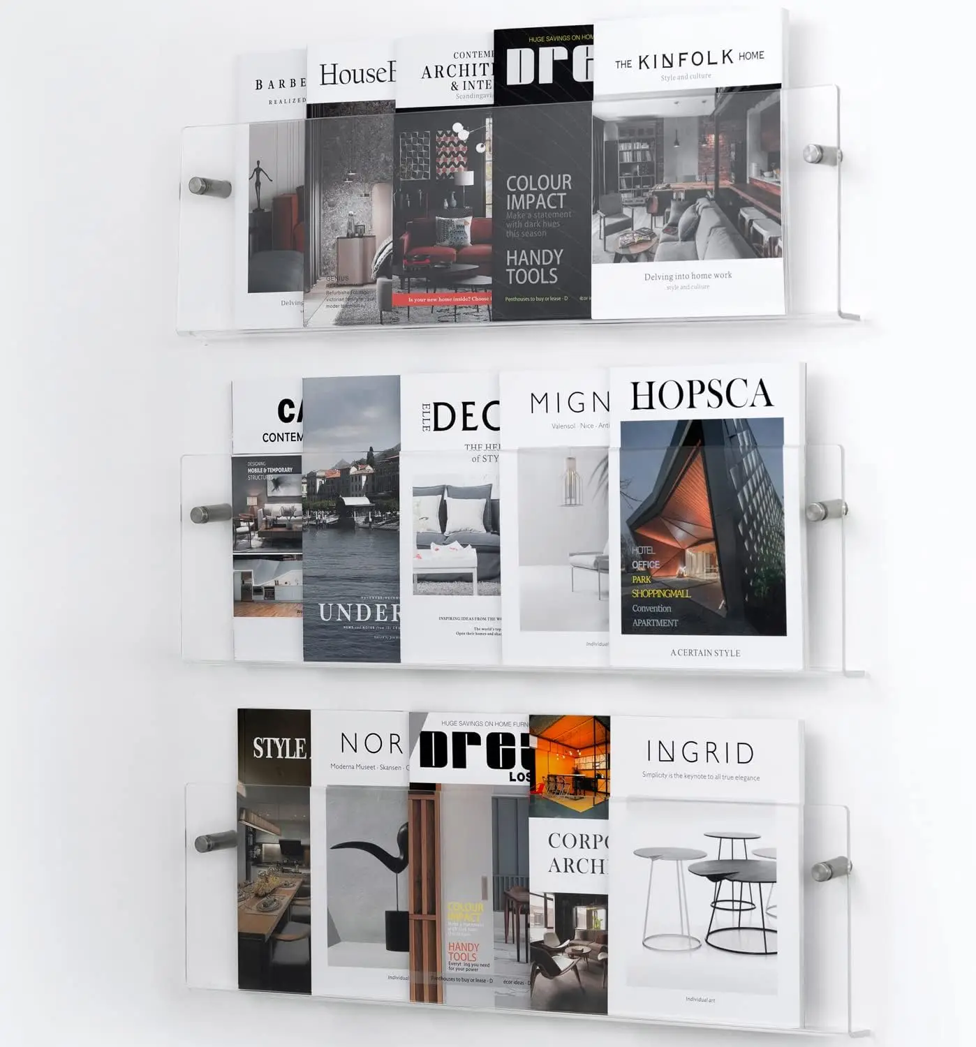 

Прозрачный акриловый настенный держатель для брошюр, 3-х уровневая полка для журналов для хранения в офисе, гостиной и в комнате ожидания