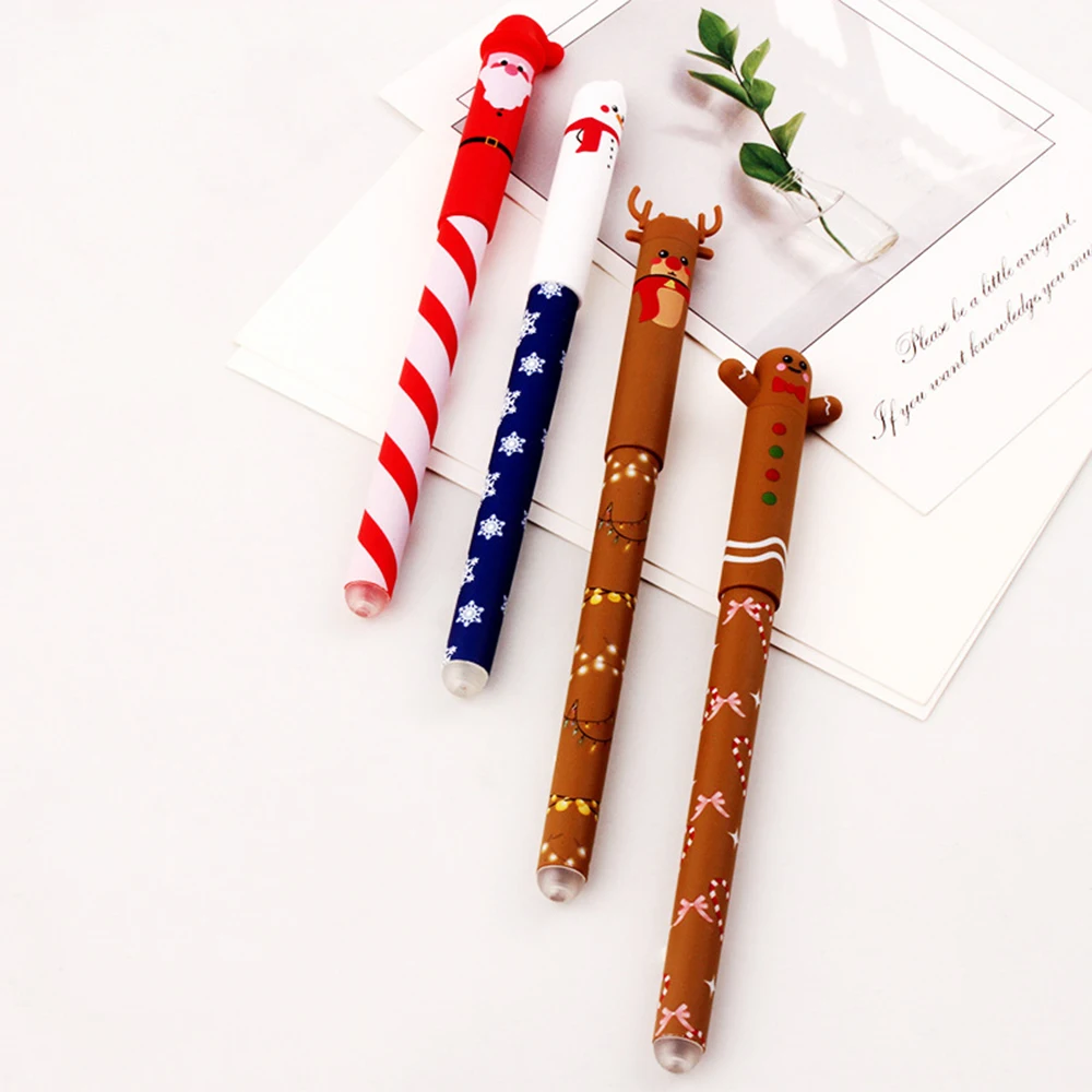 4 Stück/Set Weihnachts-Radierstifte mit schwarzer Tinte und Radiergummi, 0,4 mm – Detail 4